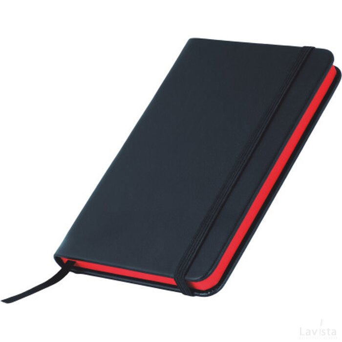 Notitieboekje A6 zwart met kleuropsnede, 60 pagina`s rood