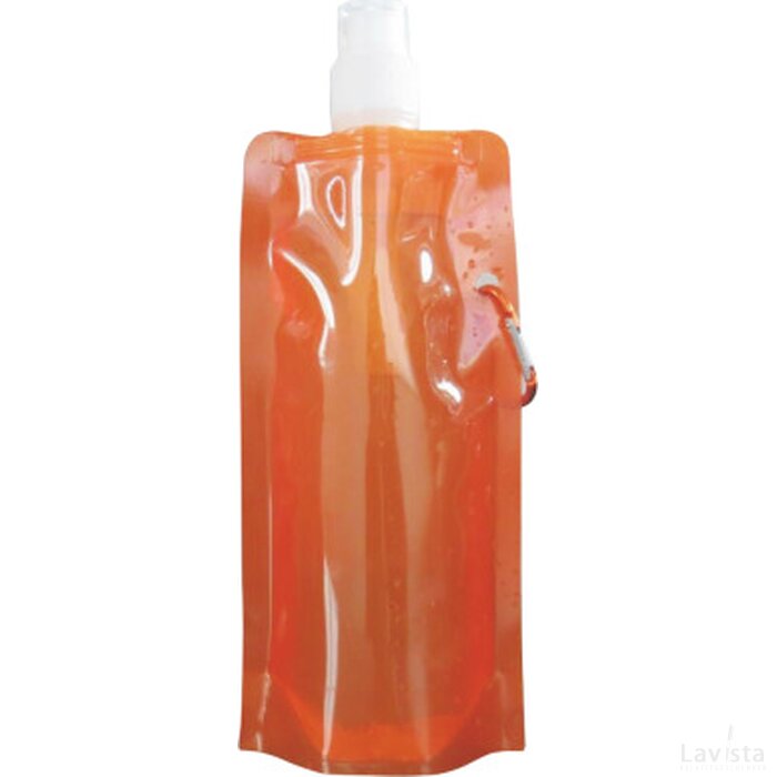 Waterzak met karabijn haak 500 ml. leeg oranje