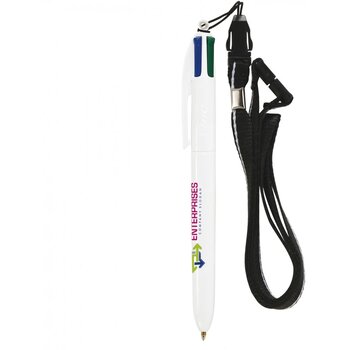 BIC® 4 Colours balpen + Lanyard