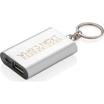 1.000 mAh sleutelhanger powerbank zilver