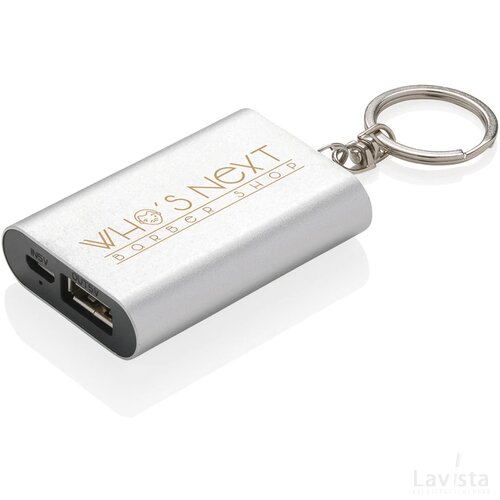 1.000 mAh sleutelhanger powerbank zilver