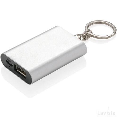 1.000 mAh sleutelhanger powerbank zilver