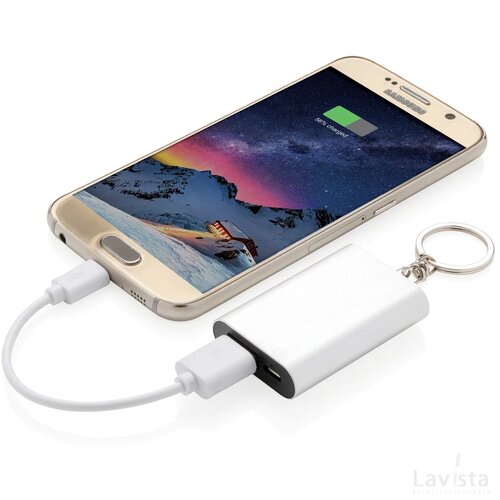 1.000 mAh sleutelhanger powerbank zilver