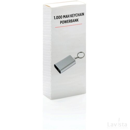 1.000 mAh sleutelhanger powerbank zilver