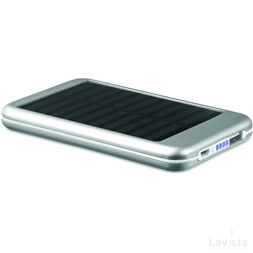 Powerbank 4000 mah Solarflat mat zilver
