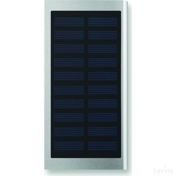 Powerbank 8000 mah Solar powerflat mat zilver