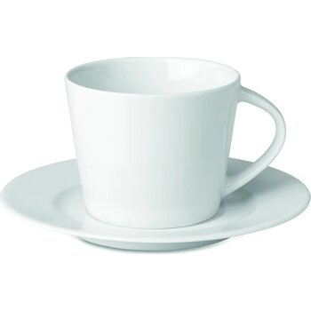 Cappuccino kop en schotel Paris wit