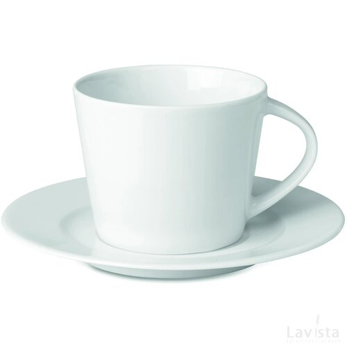Cappuccino kop en schotel Paris wit