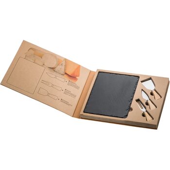 Leistenen kaasplank met accessoires Antraciet