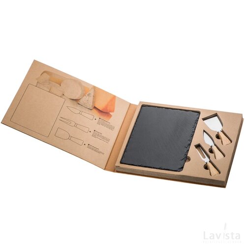 Leistenen kaasplank met accessoires Antraciet