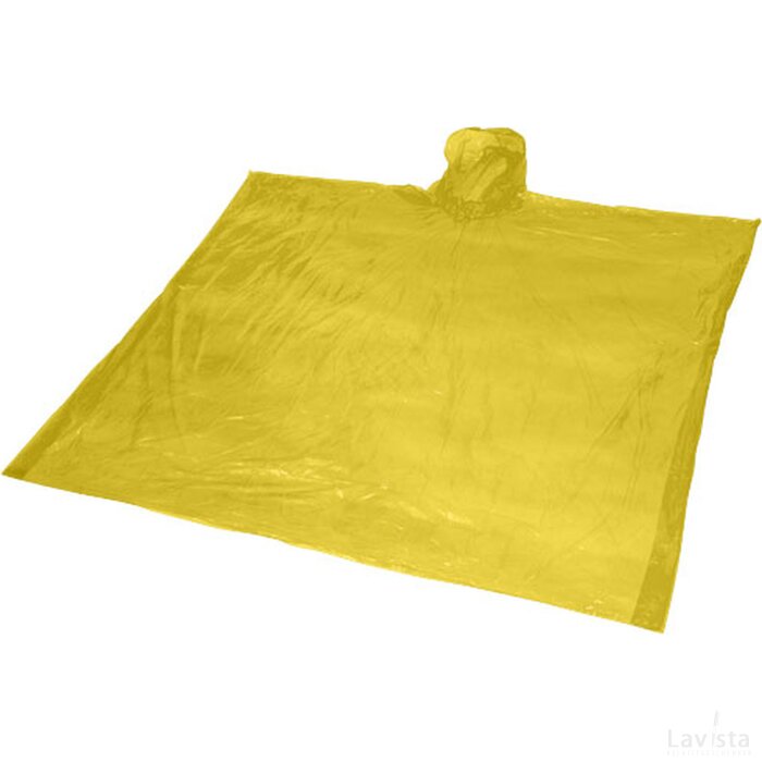 Ziva wegwerp regenponcho met opbergtasje geel Geel