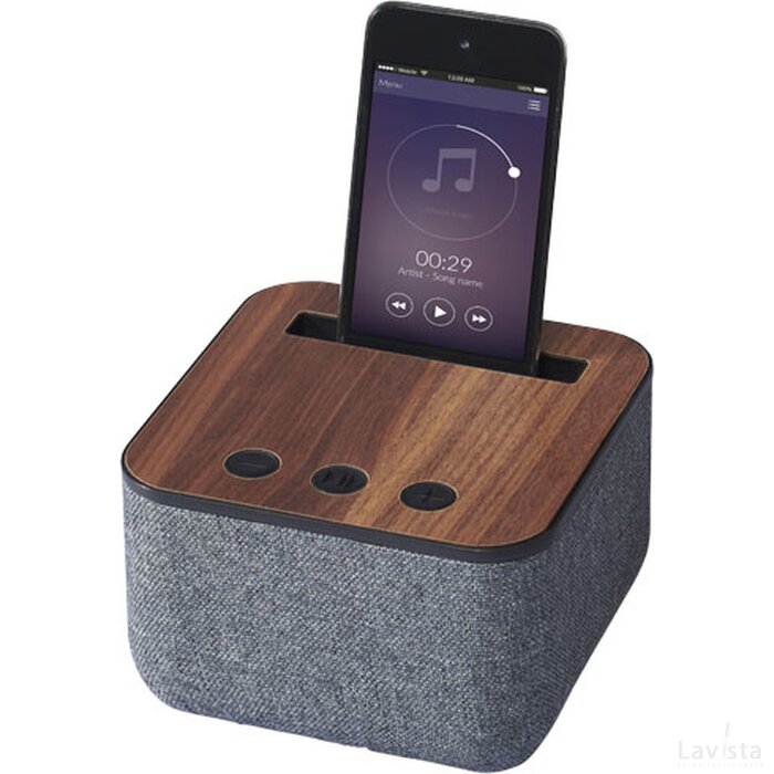 Shae Bluetooth® luidspreker van stof en hout Grijs Hout Donker bruin