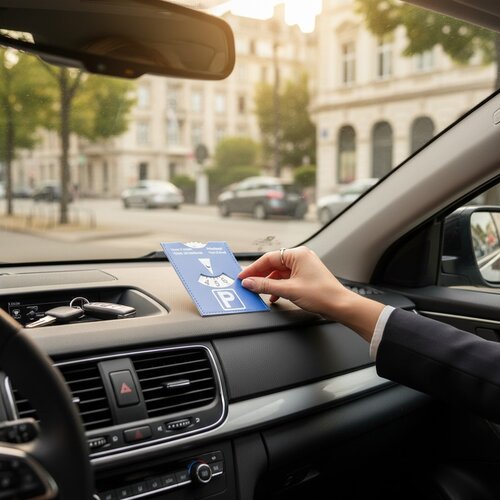 Kunstlederen parkeerschijf Blauw