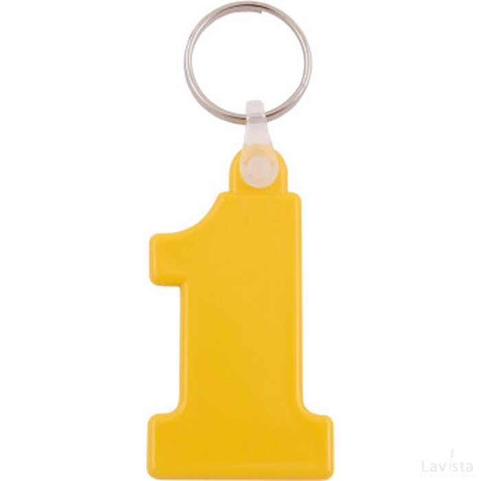Plastic sleutelhanger Nr. 1 Geel