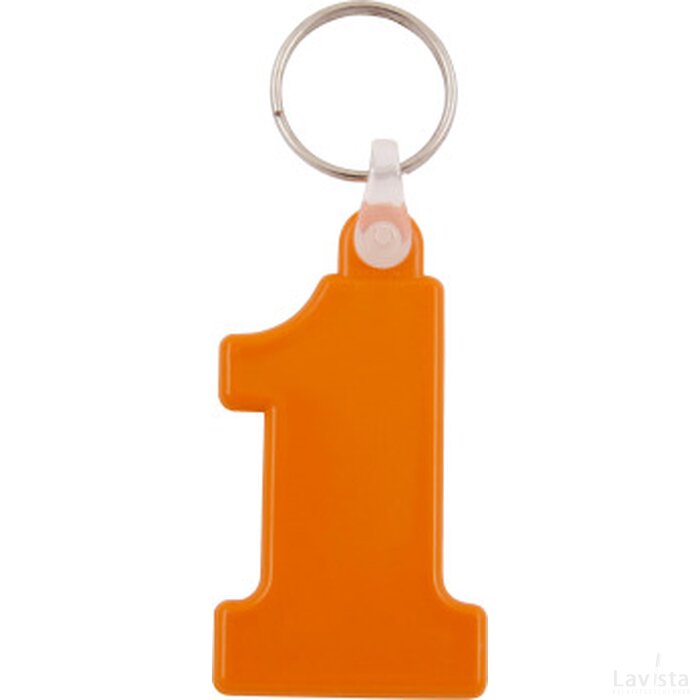 Plastic sleutelhanger Nr. 1 Oranje
