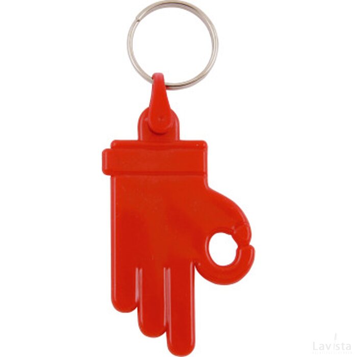 Plastic sleutelhanger OK “hand” Rood