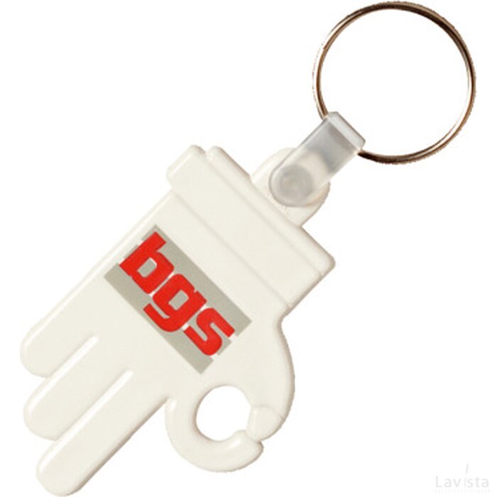 Plastic sleutelhanger OK “hand” Wit