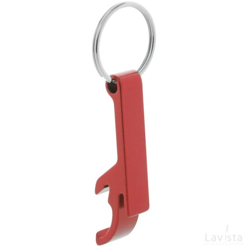 Flessenopener Met Sleutelhanger Rood