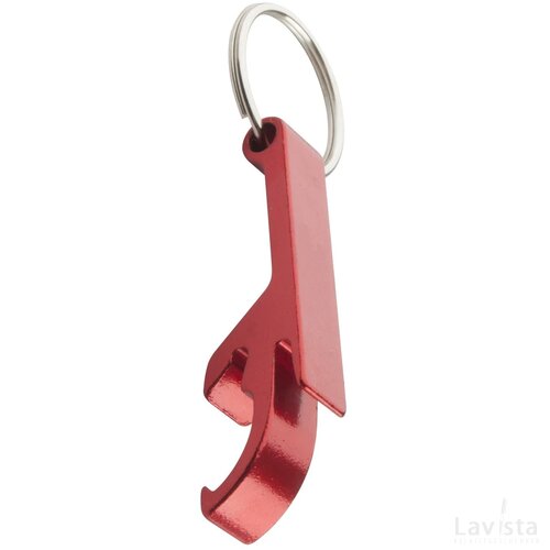 Flessenopener Met Sleutelhanger Rood