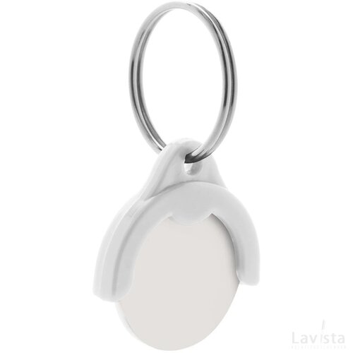 Token Winkelwagenmuntje Sleutelhanger Wit