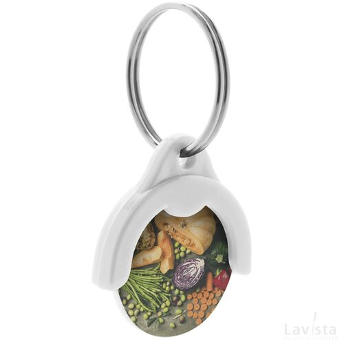 Token Winkelwagenmuntje Sleutelhanger Wit