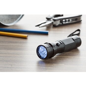 Aluminium zaklamp met 14 LED lampjes Zwart