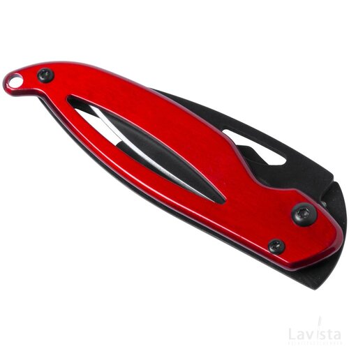 Zakmes met slot en karabijnhaak Rood