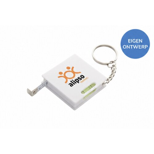 Sleutelhanger Rolmaat Met Waterpas Wit