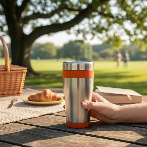 Goedkope thermosbeker (450 ml) Oranje