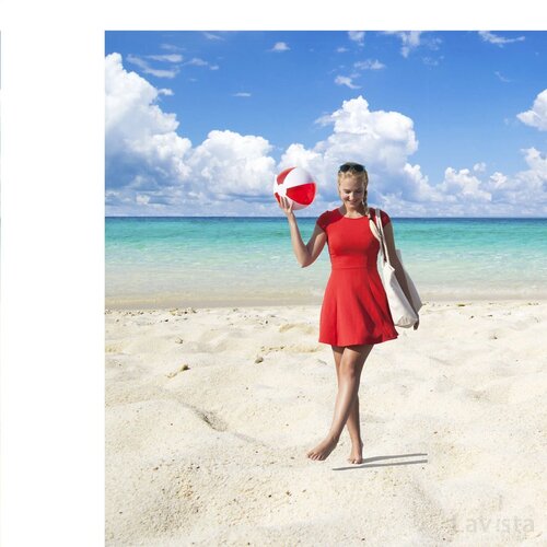 Beachball Ø 30 Cm Wit/Rood