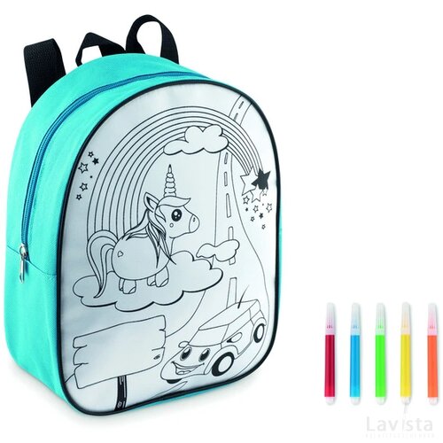 Kinderrugtasje 600d Backsketchy turquoise