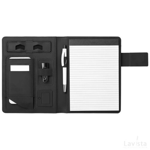 A5 schrijfmap met powerbank Powernoty zwart