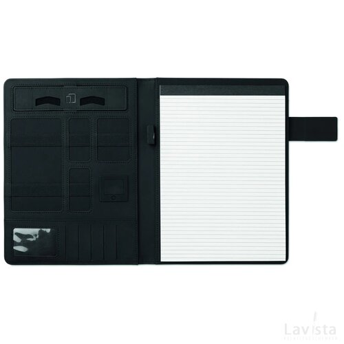 A4 schrijfmap met powerbank Powerfoldy zwart