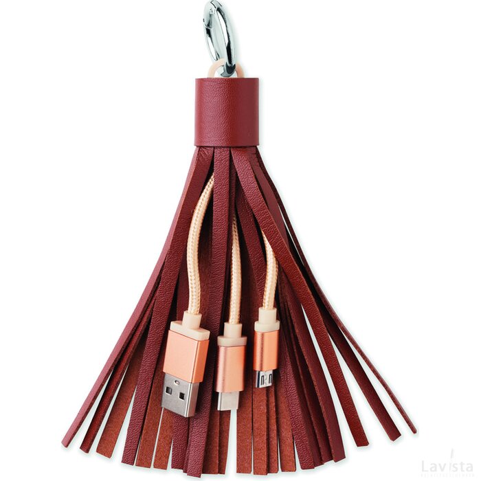 Sleutelhanger franje 3x usb Tassel bruin