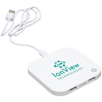 USB hub met draadloze lader Wit