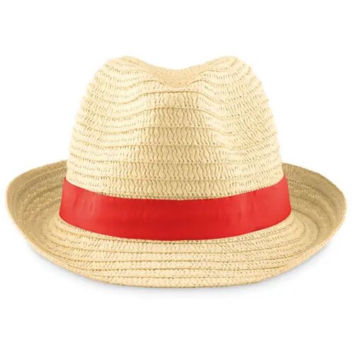 Naturel strohoedje Rood