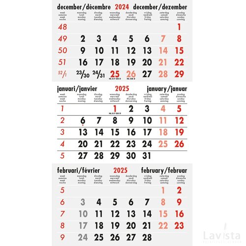 3 maands bureaukalender