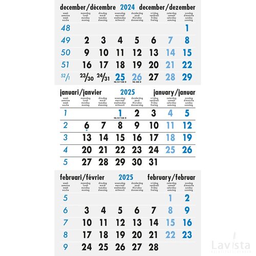 3 maands bureaukalender