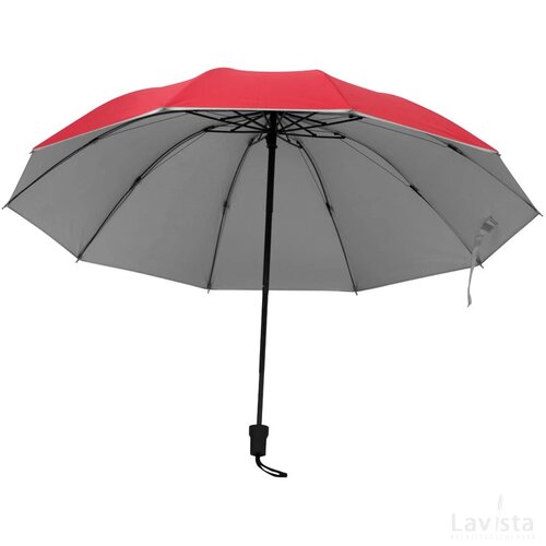 Paraplu met zilverkleurige binnenkant rood