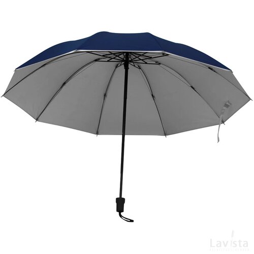Paraplu met zilverkleurige binnenkant donkerblauw darkblue donkerblauw