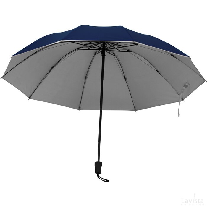 Paraplu met zilverkleurige binnenkant donkerblauw darkblue donkerblauw