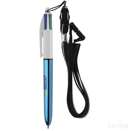 BIC® 4 Colours Shine balpen + Lanyard