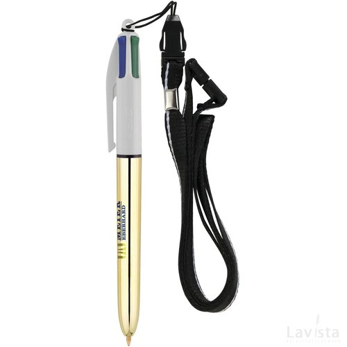 BIC® 4 Colours Shine balpen + Lanyard