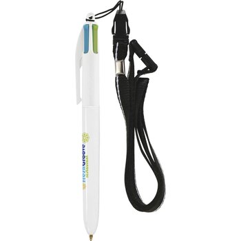 BIC® 4 Colours Fashion balpen + Lanyard