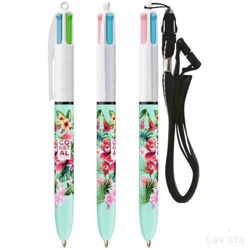 BIC® 4 Colours Fashion balpen + Lanyard