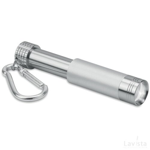Aluminium zaklampje met karabijnhaak Zilver