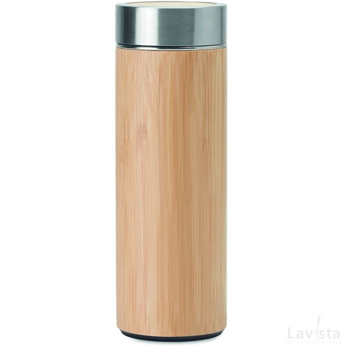 Dubbelwandige bamboe fles 400ml Batumi hout