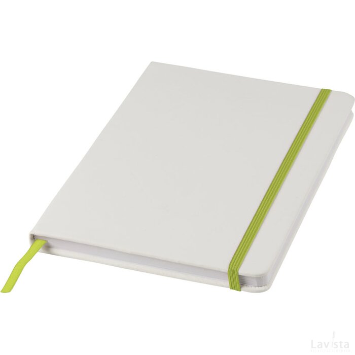 Witte A5 spectrum notitieboek met gekleurde sluiting Wit,limegroen Wit,Lime Wit, Lime Wit/Lime