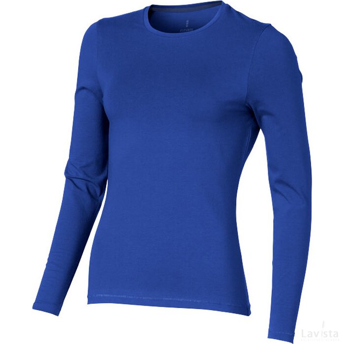 Ponoka organisch dames t-shirt lange mouwen blauw Blauw
