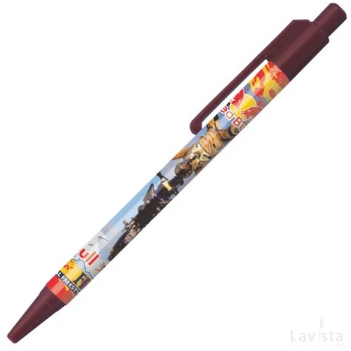 BATAM balpen gekleurd beslag in full colour all over bedrukt bordeaux rood